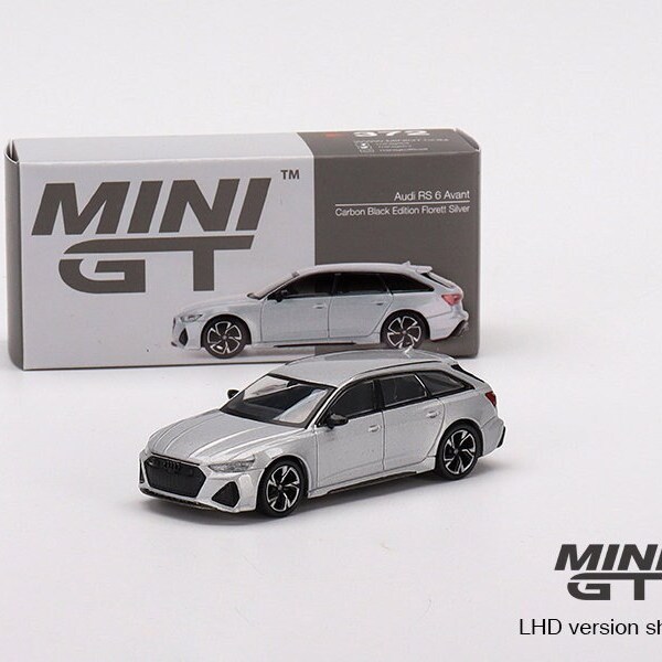 Mini GT Audi RS 6 Avant Carbon Black Edition Florett Silver - MGT00372 1:64 Diecast Car Model