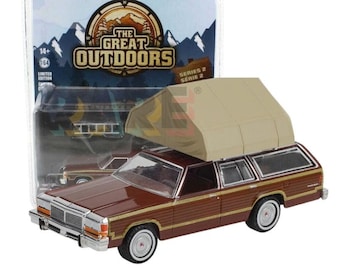 Greenlight The Great Outdoors Series 2 - 1979 Ford LTD Country Squire with Camp&#39;otel Cartop Sleeper Tent - 38030-C 1:64