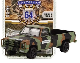 Greenlight Battalion 64 Series 2 - U.S. Army Military Police - 1985 Chevrolet M1008 CUCV Pickup - 61020-D 1:64 Diecast Model