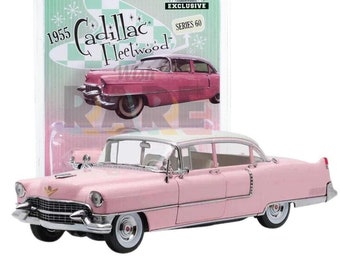 Greenlight 1955 Cadillac Fleetwood Series 60 - Pink with White Roof - 30396 1:64 Diecast Car Model