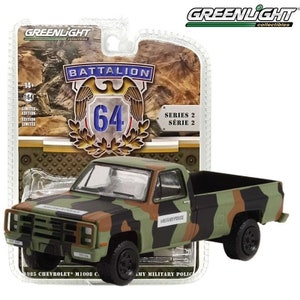 Greenlight Battalion 64 Series 2 - U.S. Army Military Police - 1985 Chevrolet M1008 CUCV Pickup - 61020-D 1:64 Diecast Model