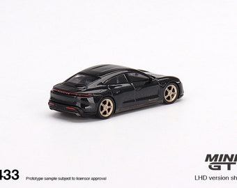 Porsche Taycan Turbo S Volcano Grey Metallic Mini GT Diecast Car
