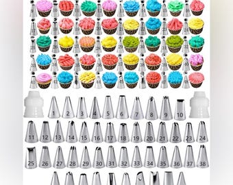 50 piece Icing Piping Tip Set Nozzles Cake Decorating Tips with Couplers **NEW**