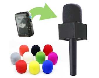 Interview Handle + Mic Flag + 10 Color Foam Tops for DJI Mic, Hollyland Lark, & Rode Pro Wireless Microphone Systems. + GO ME Neewer