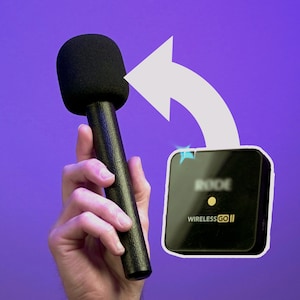 Classic Interview Adapter for Rode Wireless PRO, GO, GO ll -- Microphone Handle | Handheld Mount | Logo-Free Foam Cover