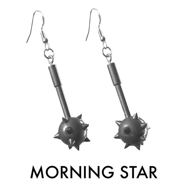 Morning Star Drop Earrings | Medieval Renaissance Weapon Jewelry | Spiked Ball | Goth