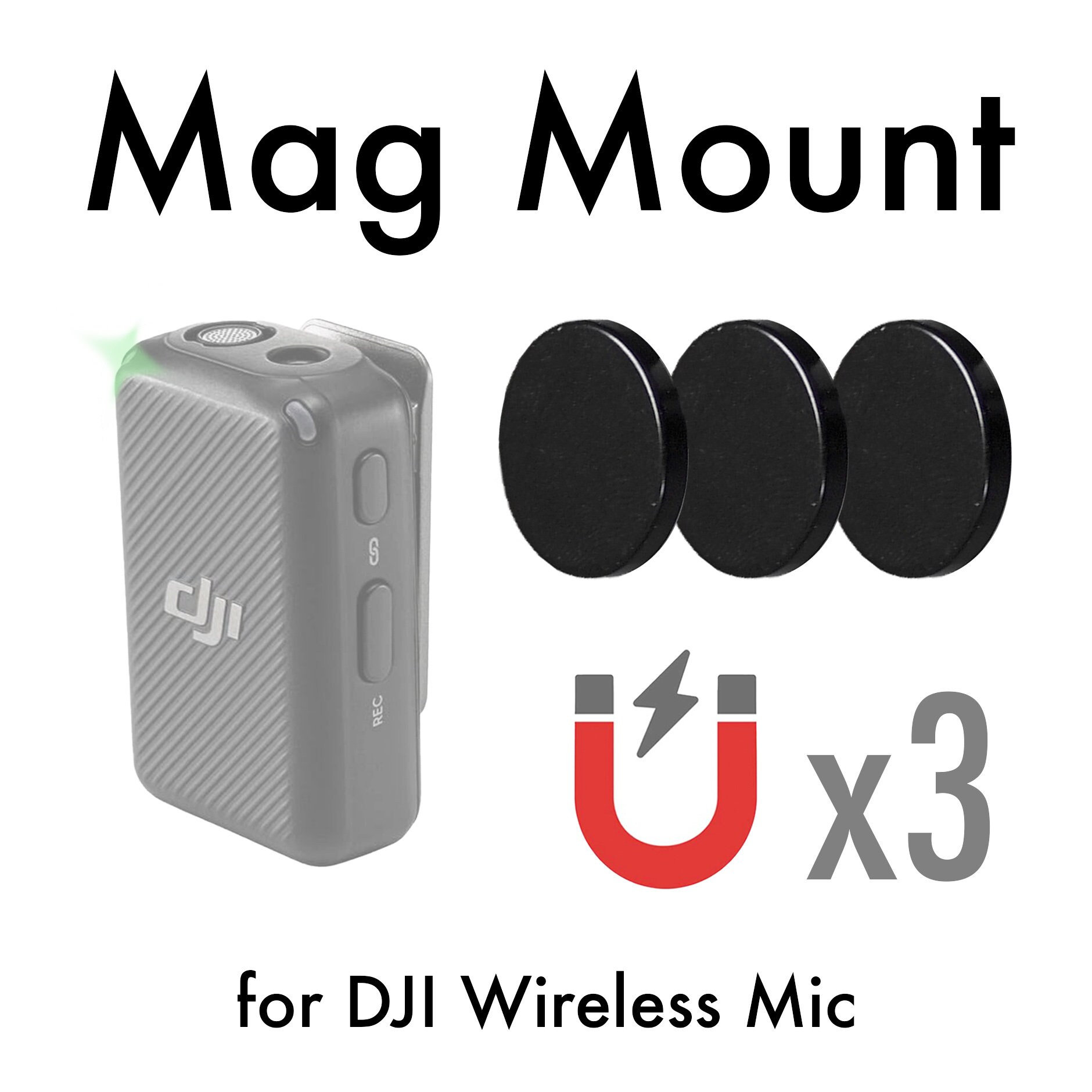 Replacement Clip Magnets for DJI® Mic Wireless Microphone System | 3 Pack  of Magnets