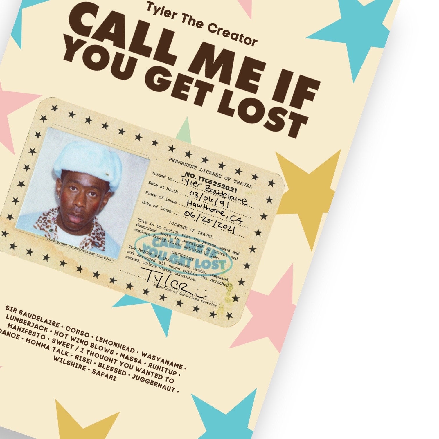 Tyler The Creator Call Me If You Get Lost Poster Tyler The Creator Call Me If You Get Lost Poster