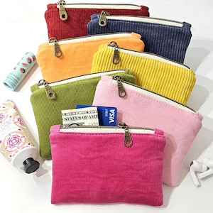 24 Colors Available, Corduroy Zipper Pouch Coin Purse, Wallet Organizer, Simple Summer Stylish Storage Bag Case for Cosmetics and Essentials