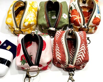 Mini Boxy Bag Coin Purse, Cosmetic Makeup Zipper Pouch Storage Bag Travel Toiletries Everyday Use, Colorful Floral Seasonal