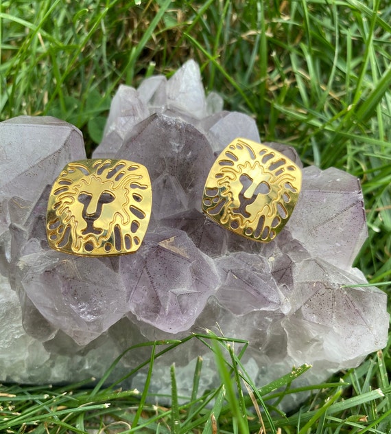 Gold Lion Earrings - image 2