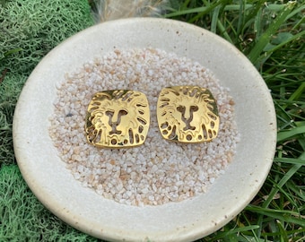 Gold Lion Earrings