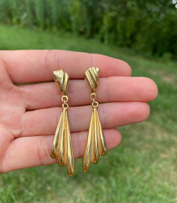 Gold Drop Earrings - image 3