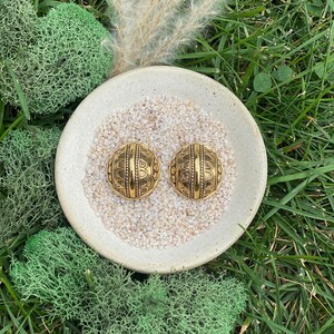 Gold Dome Earrings with Pattern