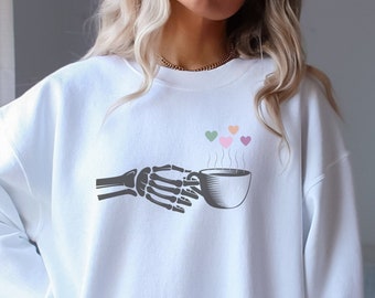 Skeleton Coffee Sweatshirt | Coffee Sweatshirt | Skeleton Sweatshirt | Fun Coffee Sweatshirt | Coffee Lover Sweatshirt |