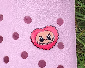 Labubu Doll Heart Clog Charm – Cute Shoe Accessory for Crocs, Kawaii Labubu Shoe Charm, Cartoon Clog Decoration, Gift for Charm Collectors