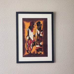 African Batik Fabric Art- Framed
