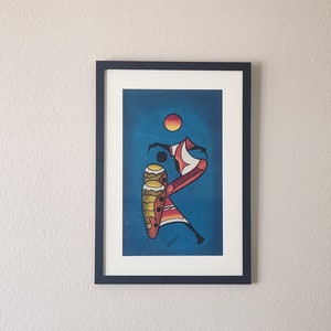African Batik Fabric Art- Framed