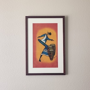 African Batik Fabric Art- Framed