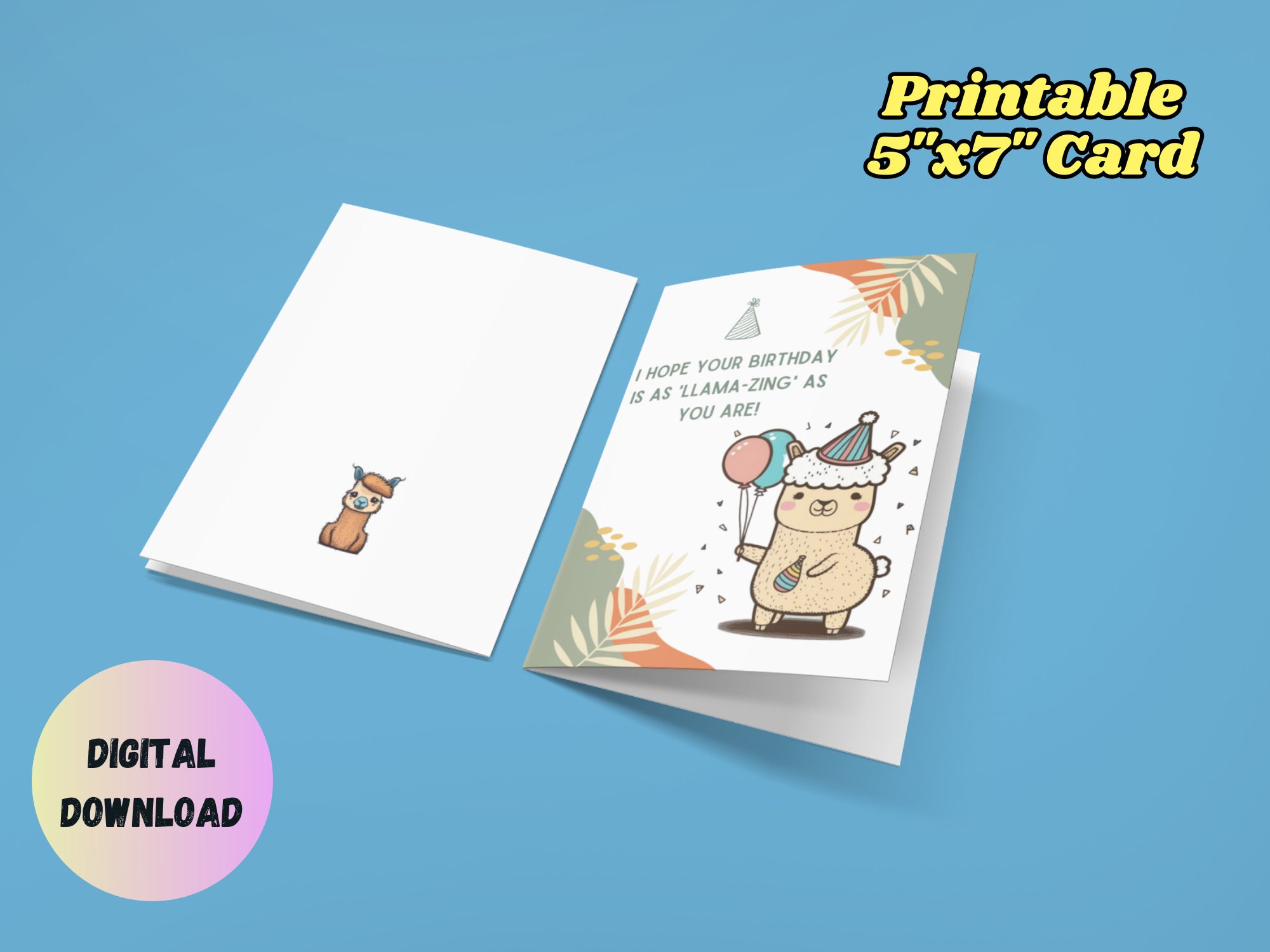 Llama Birthday Card, Printable Birthday Card, Birthday Card Puns, 5x7 ...