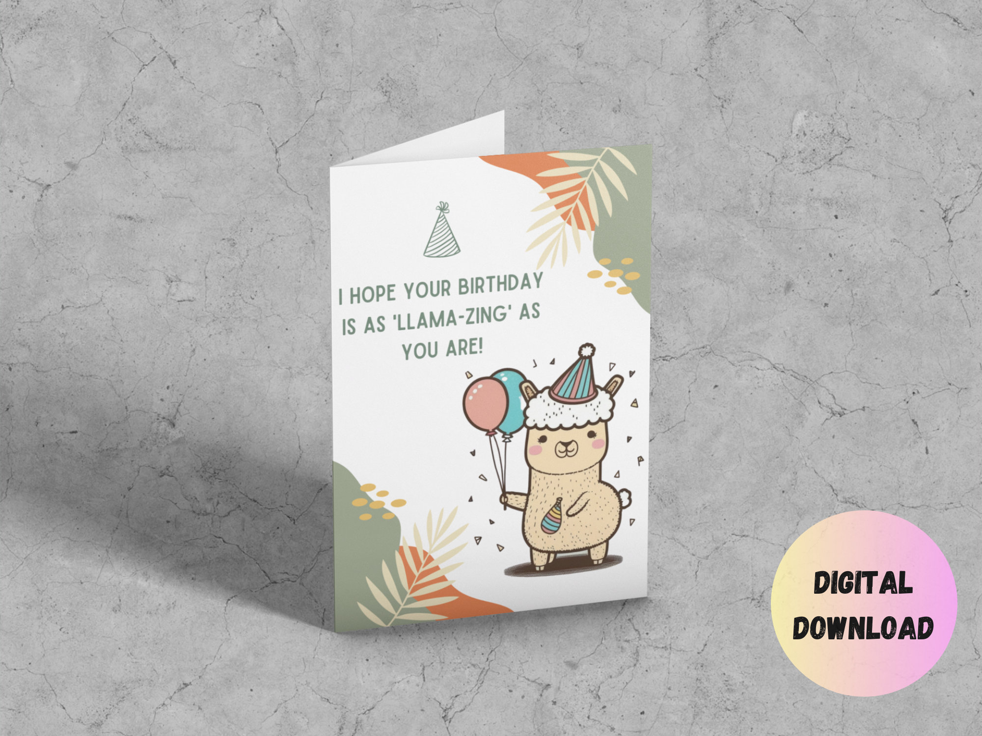 Llama Birthday Card, Printable Birthday Card, Birthday Card Puns, 5x7 ...