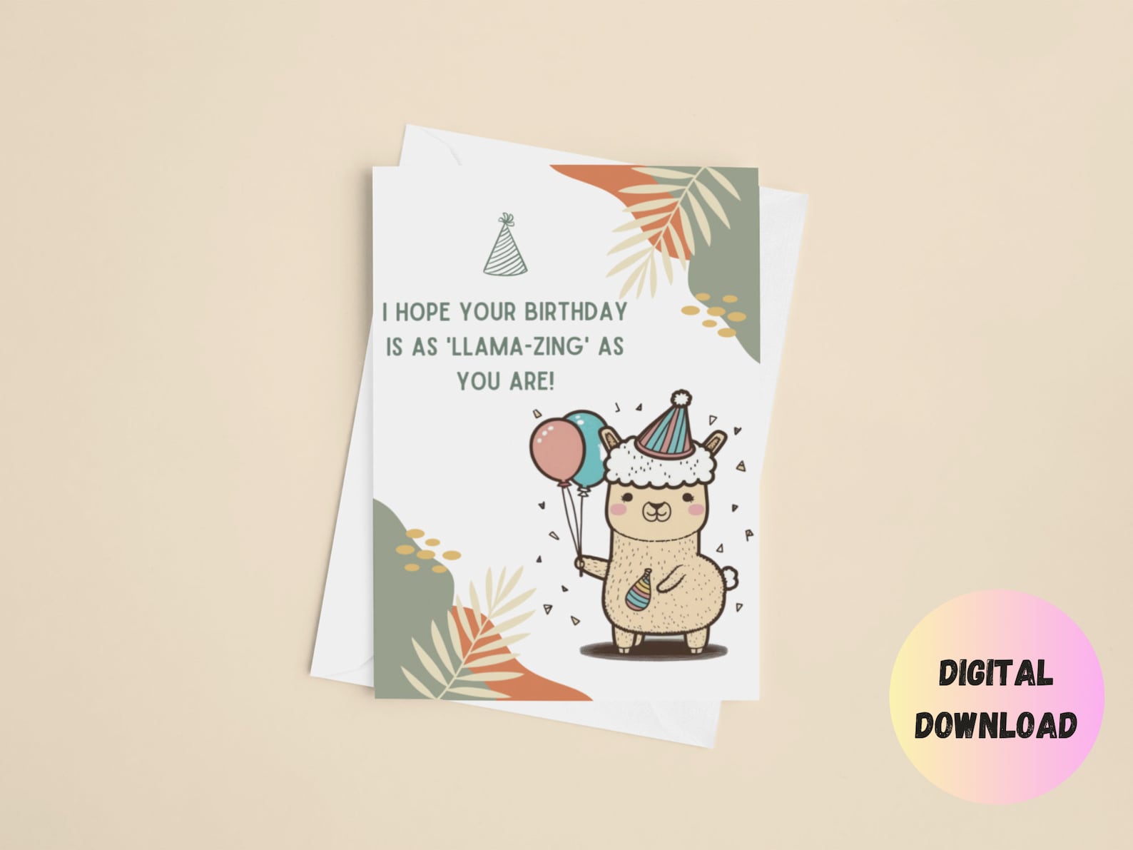 Llama Birthday Card, Printable Birthday Card, Birthday Card Puns, 5x7 ...