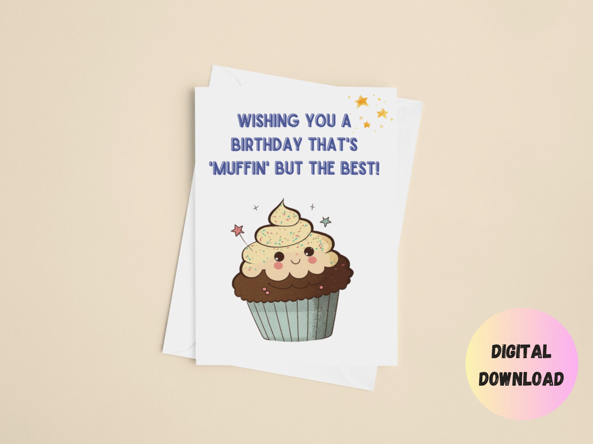 Muffin Birthday Card, Printable Birthday Card, Birthday Card Puns, 5x7 ...