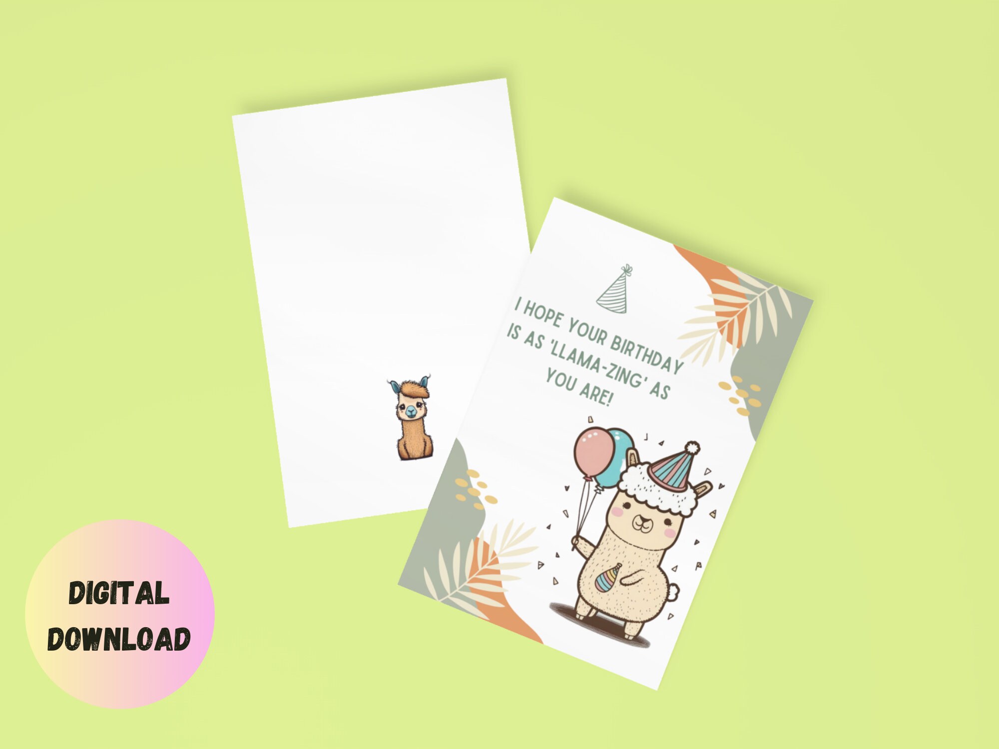 Llama Birthday Card, Printable Birthday Card, Birthday Card Puns, 5x7 ...