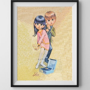 Lee Keane “Go-Go” Big Eyes　レトロ　1960年代 VINTAGE BIG EYES GO-GO KIDS EVE LITHO PRINT PICTURE1960