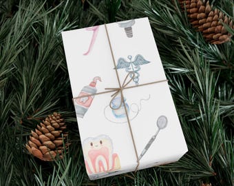 Dental Gift Wrap , Dentist or Dental Student gift wrapper, Dental Hygienist gift wrapper, tooth fairy gift wrapping paper