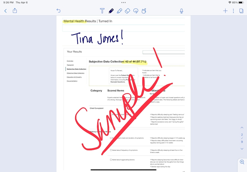 Shadow Health Tina Jones Mental Health Etsy