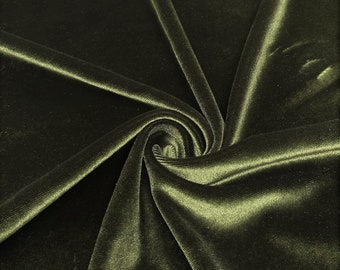 Dark Olive 90% Polyester 10 present Spandex Stretch Velvet Fabric for Sewing Apparel Costumes Craft, 60" Wide Sold By The Yard.