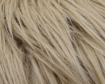 Beige Shaggy Faux Fur Tela cortada a medida