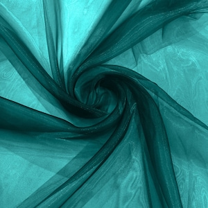 100% Polyester Soft Light Weight, Sheer, See Through Crystal Organza Fabric. 58/60&quot; Wide, Sold By The Yard - Dark Teal