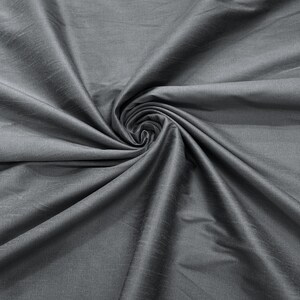 Charcoal - Polyester Dupioni Faux Silk Fabric/ 55” Wide/Wedding Fabric/Home Decor.