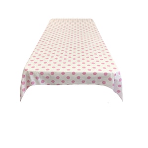 VIP TEXTILE INC, Nappe en polycoton à pois (rose sur blanc. Choisissez la taille ci-dessous)