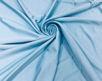 Glanzende Milliskin nylon spandex stof 4-way stretch 58" breed Op maat gesneden - lichtblauw