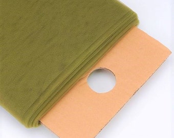 Olive Green - 54&quot; Wide by 40 Yards Long (120 Feet) Polyester Tulle Fabric Bolt, for Wedding and Decoration. Sold By The Roll.
