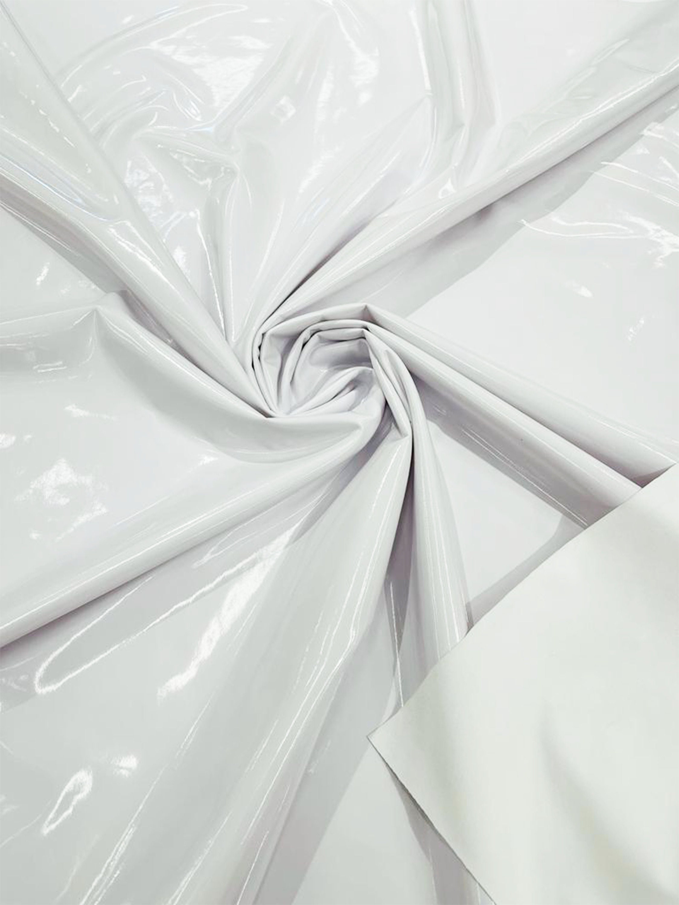 White - Spandex Shiny Vinyl Fabric (latex Stretch) - Sold by the