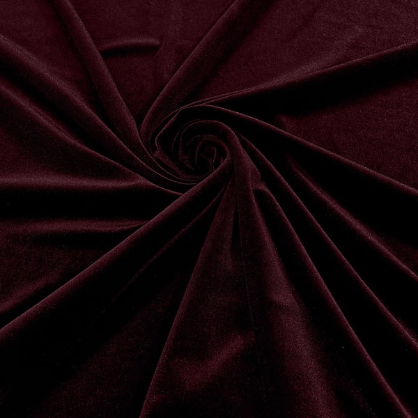 Dunkel Burgund - Stretch Samt Polyester Spandex 60 "Breit | Plüsch Samt für Weihnachten, Bekleidung, Cosplay, Vorhänge, Dekoration, Kostüm