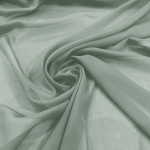 100% Polyester Soft Light Weight, Sheer, See Through Chiffon Fabric. 58/60" Wide, Sold By The Yard - Sage