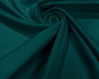 NEW - 95 Percent Polyester 5% Spandex, 58 Inches Wide Matte Stretch L'Amour Satin Fabric, Sold By The Yard - Teal Green