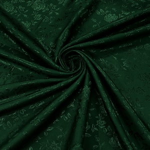 60" Wide Polyester Roses/Flowers Brocade Jacquard Satin Fabric/Cosplay Costumes, Skirts, Table Linen/Sold By The Yard - Hunter Green