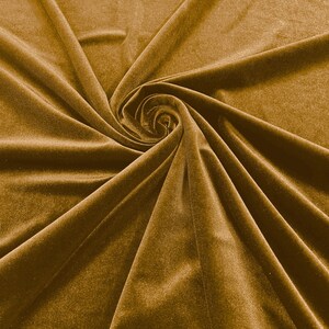 Gold - Stretch  Velvet Polyester Spandex 60&quot; Wide | Plush Velvet For Christmas, Apparel, Cosplay, Curtains, Decoration, Costume