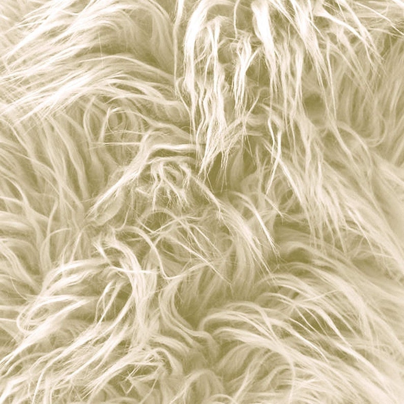 White Long Pile Mongolian Faux Fur Fabric Sold by the Yard 60 