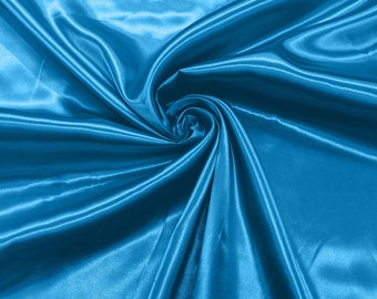 Shiny Charmeuse Satin Fabric for Wedding Dress/Crafts Costumes/58” Wide /Silky Satin - Ocean Blue