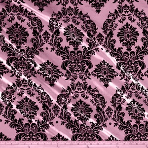 Flocked Damask Taffeta Fabric - Sold By The Yard - Pink