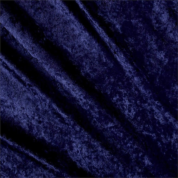 Navy 59/60" Wide Crushed Stretch Panne Velvet Velour Fabric Sold By The Yard.