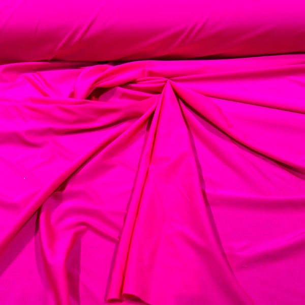 Neon Fuchsia shiny Millikin-Tricot nylon spandex fabric 4 way stretch 58 inches wide-Prom- Sold by the yard.