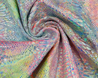 Illusion Folie Schlangendesign auf einem Stretch-Samtstoff - Multi Color Iridescent